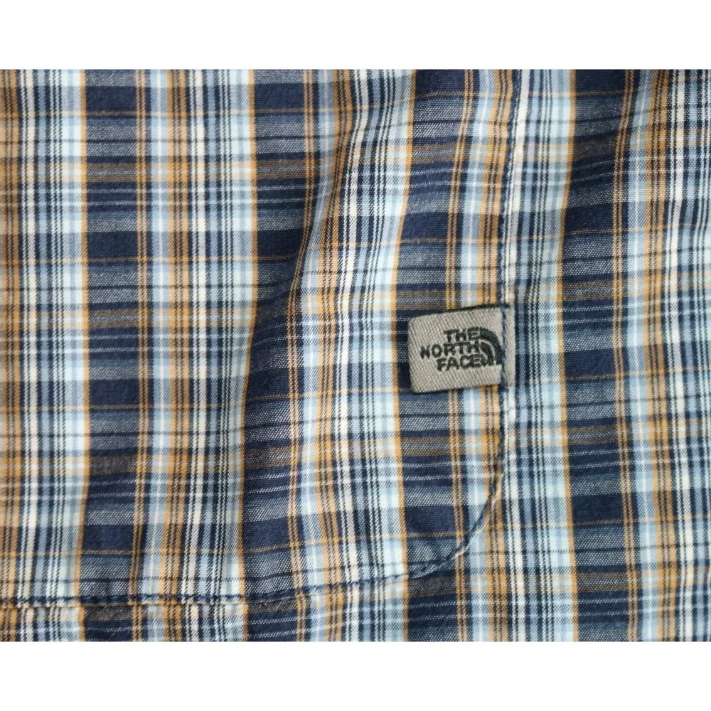 The North Face Men's L/G Blue Green‎ Plaid LS BF Cotton Shirt